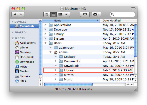 User library mac hidden key